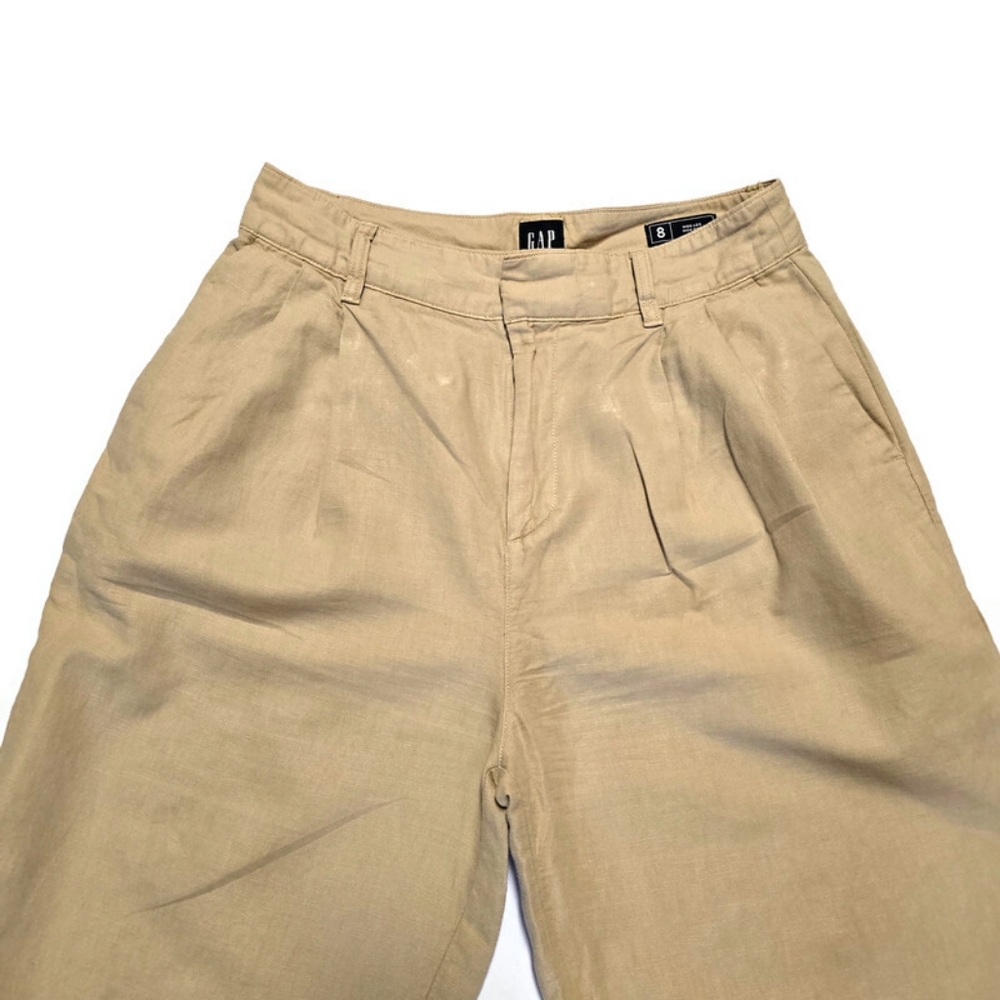 Gap Khaki Pants Womens Size 8 High Rise Wide-Leg Pleated Pockets, - Picture 4 of 10